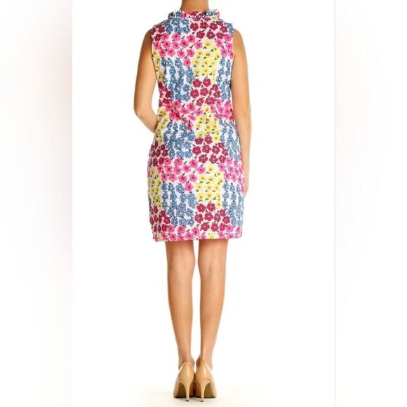 Talbots Eyelet Vibrant Floral Shift Dress, Cottagecore Coastal Grandma | 14 - Picture 6 of 13